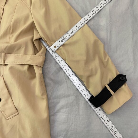 Michel Studio Collection Double-Breasted Trench Coat 2X Tan & Black Epaulettes - Picture 13 of 16